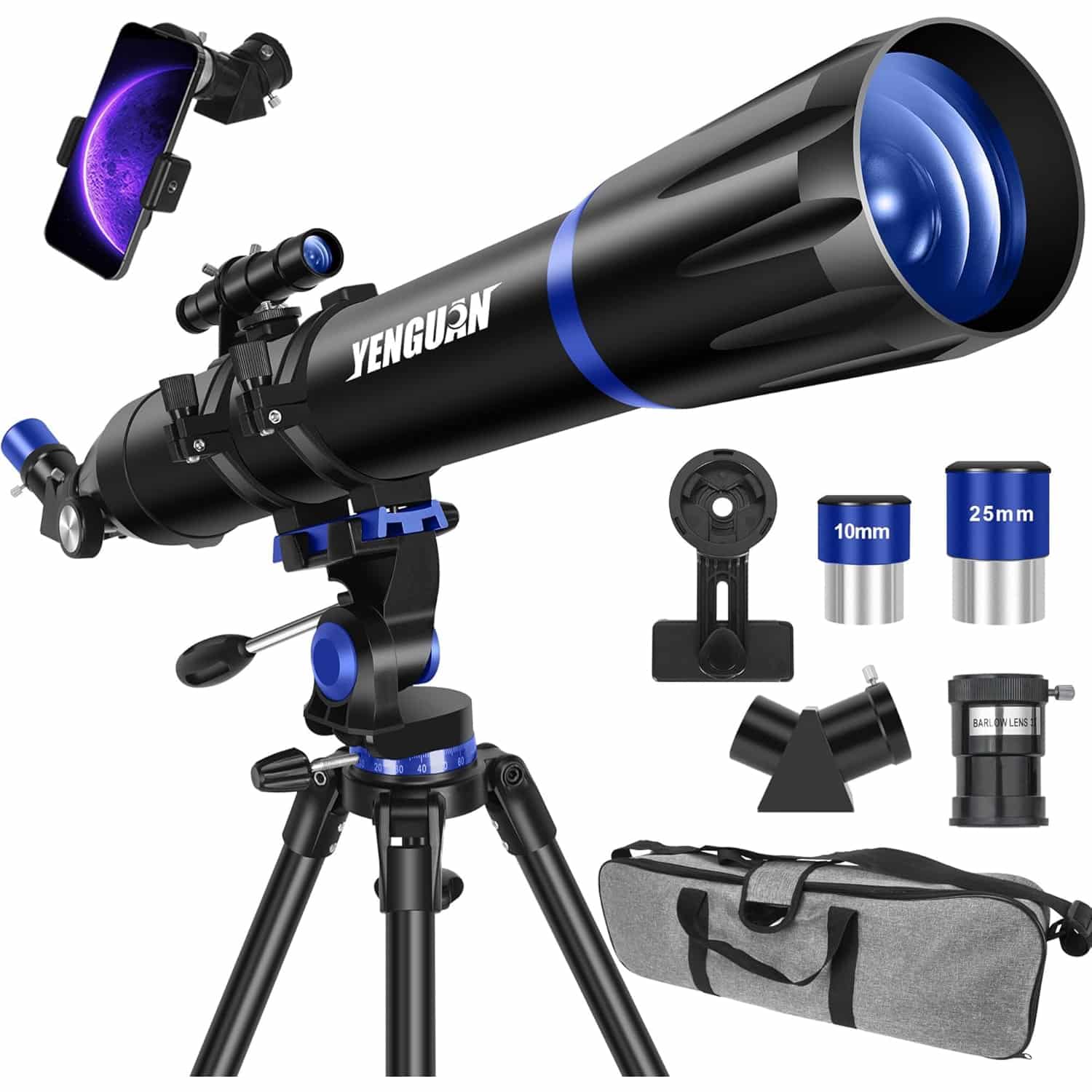 Telescope For Adults & Kids, 80mm Aperture 500mm Portable Refractor Telescope For Astronomy Beginners, Professional Travel Astronomical Telescopes With Tripod, Stickers, Phone Adapter, Backpack - View #7